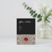 HAIR STYLIST-monogram, rode roze ruby, zwart Visitekaartje (Staand voorkant)