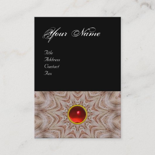 HAIR STYLIST-monogram, rode ruby, zwart Visitekaartje (Voorkant)