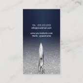 Hair Stylist Navy Blue Drift Silver Glitter Salon Visitekaartje (Achterkant)