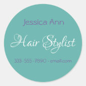 Hair Stylist Occupation Personaliseer Blauwgroen Ronde Sticker (Voorkant)