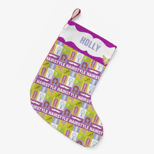 Hair Stylist Occupation | Roze glitter Kleine Kerstsok (Voorkant (Hangend))