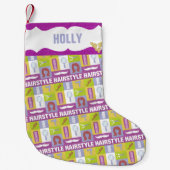 Hair Stylist Occupation | Roze glitter Kleine Kerstsok (Voorkant)