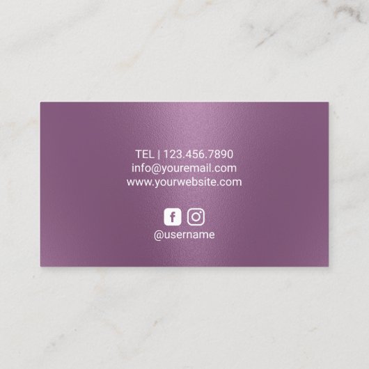 Hair Stylist Paars Glitter Drift Beauty Salon Visitekaartje (Achterkant)