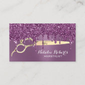 Hair Stylist Paars Glitter Drift Beauty Salon Visitekaartje (Voorkant)