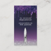 Hair Stylist Paarse Drivers Zilver Glitter Salon Visitekaartje (Achterkant)