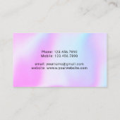 Hair Stylist Paarse Holographic Typography Salon Visitekaartje (Achterkant)
