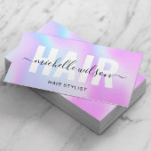 Hair Stylist Paarse Holographic Typography Salon Visitekaartje