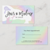 Hair Stylist Pastel Holographic Salon Appointment Afsprakenkaartje (Voorkant / Achterkant)