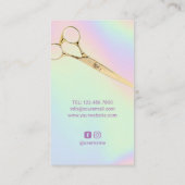 Hair Stylist Pastel Unicorn Splash Gold Scissor Visitekaartje (Achterkant)