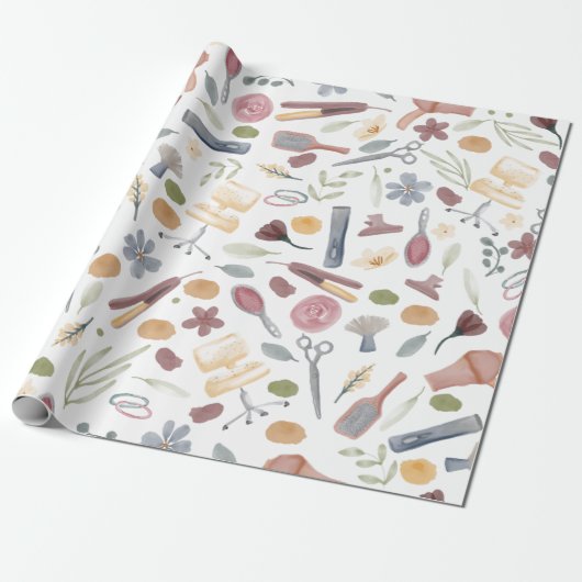 Hair Stylist | Patroon | WATERVERF Cadeaupapier (Uitgerold)