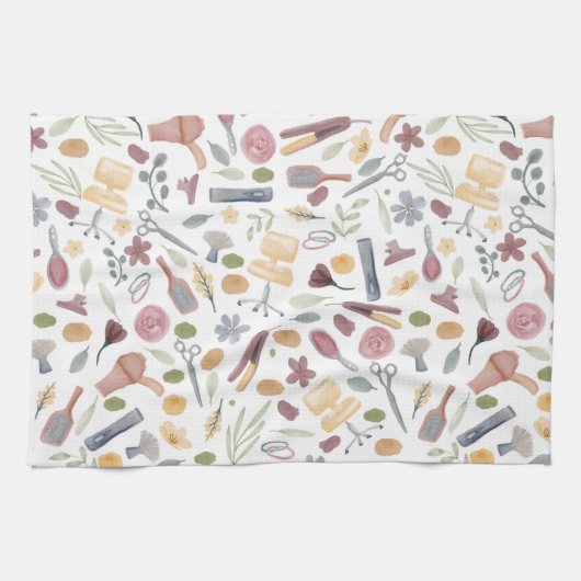 Hair Stylist | Patroon | WATERVERF Theedoek (Horizontaal)