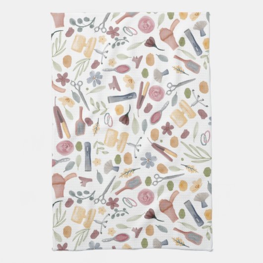 Hair Stylist | Patroon | WATERVERF Theedoek (Verticaal)