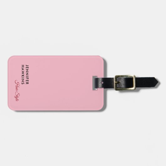 Hair stylist professioneel platte roze vrouwtje bagagelabel (Voorkant horizontaal)