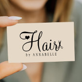 Hair stylist QR code modern script beige black Visitekaartje