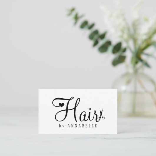 Hair stylist QR code modern script black and white Visitekaartje (Staand voorkant)