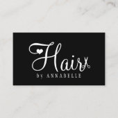 Hair stylist QR code modern script white black Visitekaartje (Voorkant)