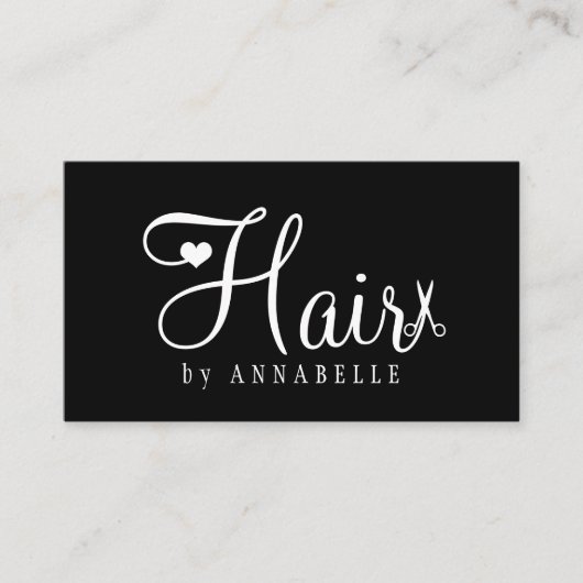 Hair stylist QR code modern script white black Visitekaartje (Voorkant)