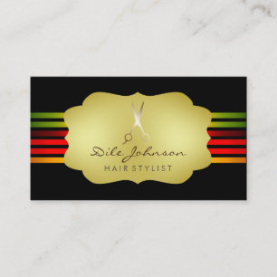 Hair Stylist Rainbow Gold Glitter Saloon gestript Visitekaartje