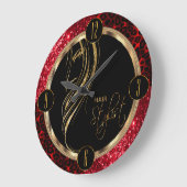 Hair Stylist Red Glitter en Leopard Print Grote Klok (Hoek)