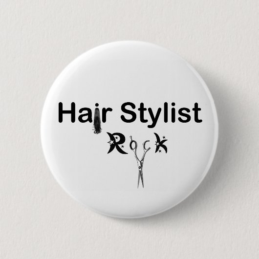 HAIR STYLIST ROCK pin Ronde Button 5,7 Cm (Voorkant)
