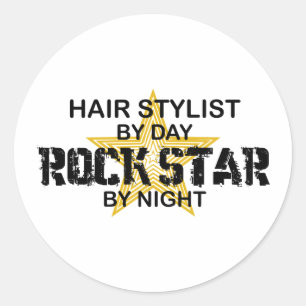 Hair Stylist Rock Star by Night Ronde Sticker