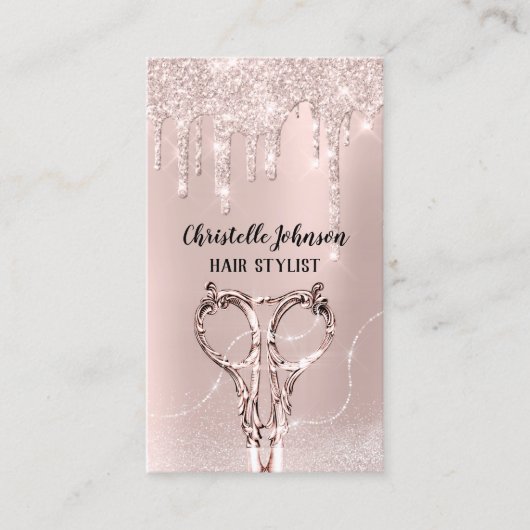Hair Stylist Roos DripGlitter Hairdresser Scissors Visitekaartje (Voorkant)