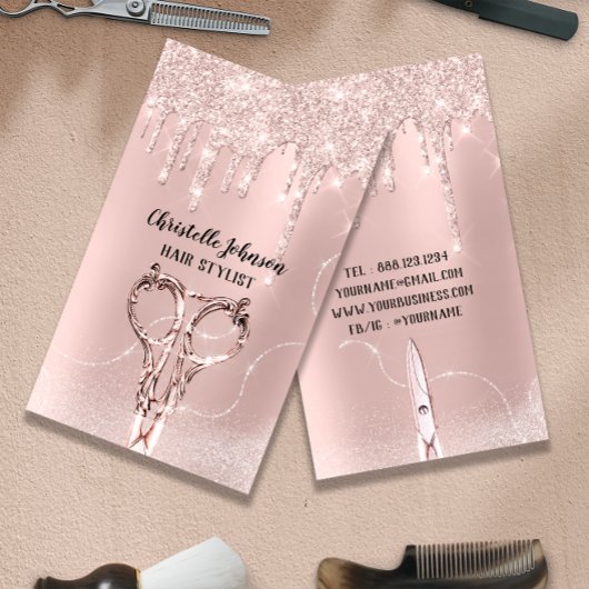 Hair Stylist Roos DripGlitter Hairdresser Scissors Visitekaartje