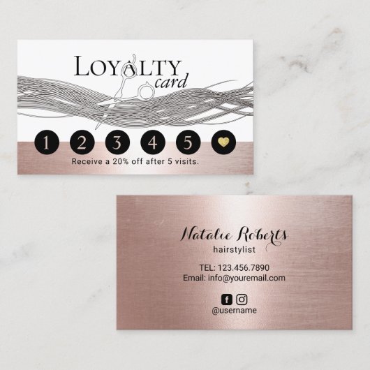 Hair Stylist Roos Gold Beauty Salon Loyalty Punch (Voorkant / Achterkant)