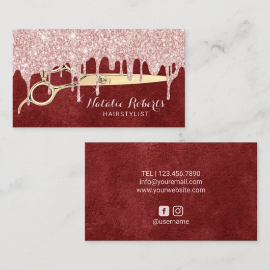 Hair Stylist Roos Gold Drives Red Velvet Salon Visitekaartje (Voorkant / Achterkant)