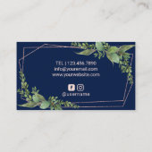 Hair Stylist Roos Gold Geometric Greenery Navy Visitekaartje (Achterkant)