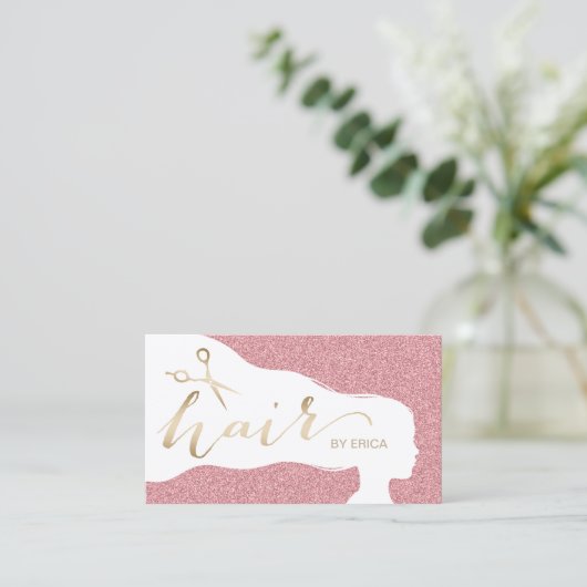 Hair Stylist Roos Gold Glitter Salon Appointes Afsprakenkaartje (Staand voorkant)