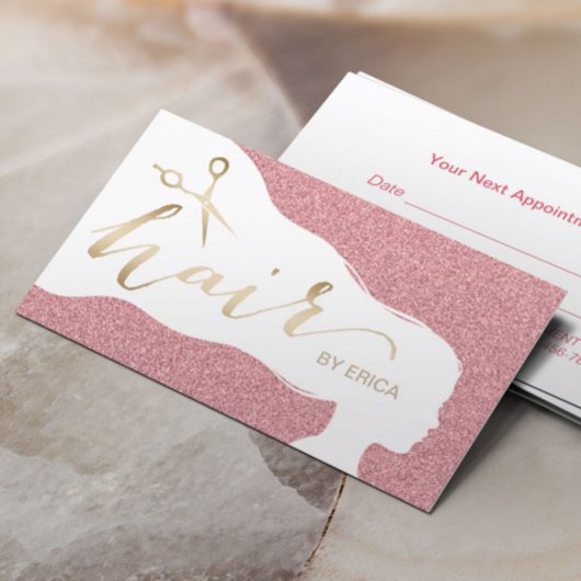 Hair Stylist Roos Gold Glitter Salon Appointes Afsprakenkaartje