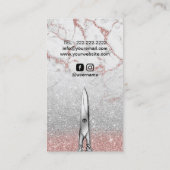 Hair Stylist Roos Gold Marble Silver Glitter Visitekaartje (Achterkant)