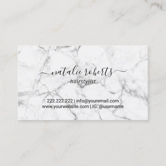 Hair Stylist Roos Gold Scissor Black White Marble Visitekaartje (Achterkant)