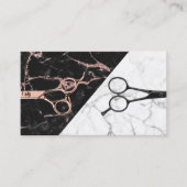 Hair Stylist Roos Gold Scissor Black White Marble Visitekaartje (Voorkant)