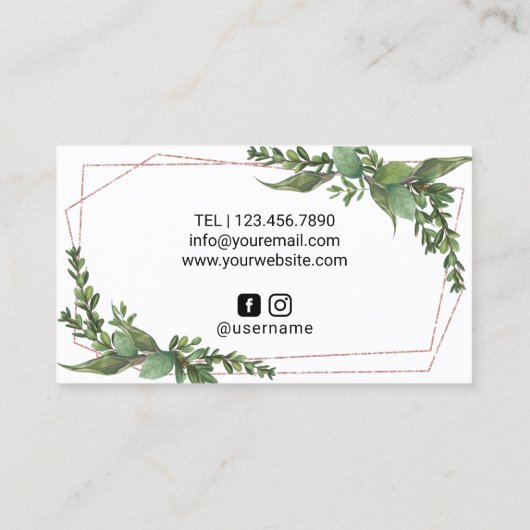 Hair Stylist Roos Gold Scissor Geometric Greenery Visitekaartje (Achterkant)