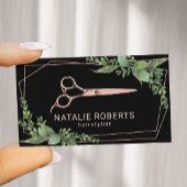 Hair Stylist Roos Gold Scissor Geometric Greenery Visitekaartje