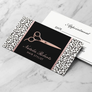 Hair Stylist Roos Gold Scissor Leopard Appointment Afsprakenkaartje