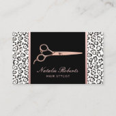 Hair Stylist Roos Gold Scissor Leopard Appointment Afsprakenkaartje (Voorkant)