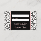 Hair Stylist Roos Gold Scissor Leopard Reference Aanbevelingskaartje (Achterkant)