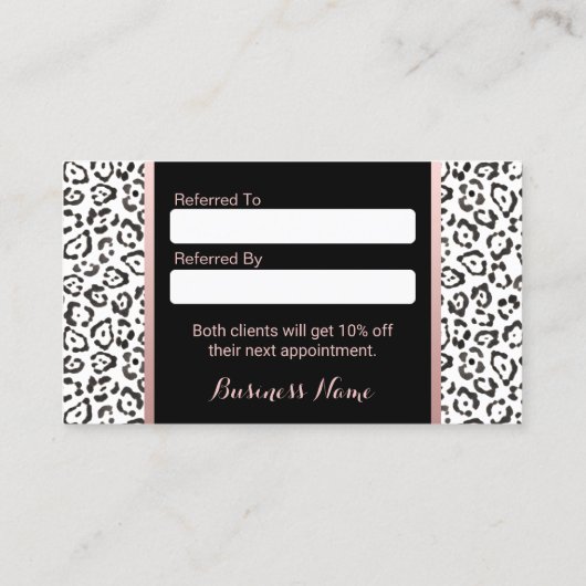 Hair Stylist Roos Gold Scissor Leopard Reference Aanbevelingskaartje (Achterkant)