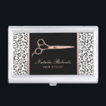 Hair Stylist Roos Gold Scissor Leopard Salon Visitekaarthouder<br><div class="desc">Hair Stylist Roos Gold Scissor Leopard Salon Visitekaartjes Holder.</div>