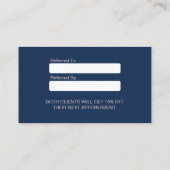 Hair Stylist Roos Gold Scissor Navy Blue Reference Aanbevelingskaartje (Achterkant)