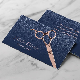 Hair Stylist Roos Gold Scissor Navy Glitter Salon Visitekaartje