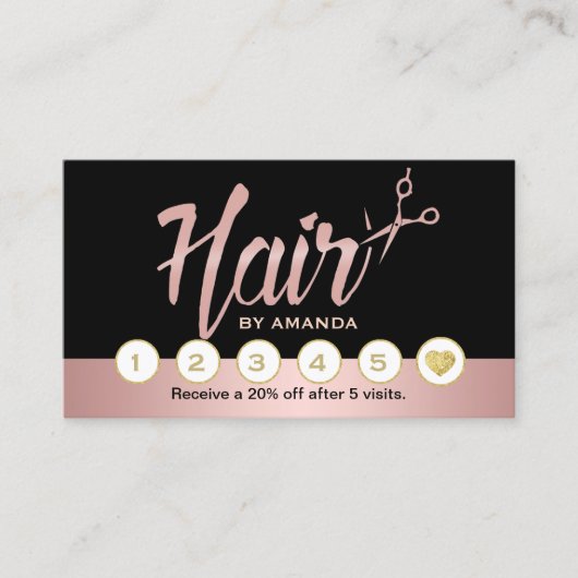 Hair Stylist Roos Gold Script Loyalty Punch (Voorkant)