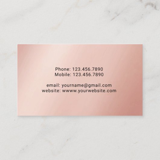 Hair Stylist Roos Gold Script Typografie Salon Visitekaartje (Achterkant)