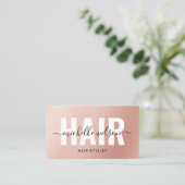 Hair Stylist Roos Gold Script Typografie Salon Visitekaartje (Staand voorkant)
