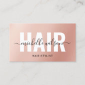 Hair Stylist Roos Gold Script Typografie Salon Visitekaartje (Voorkant)
