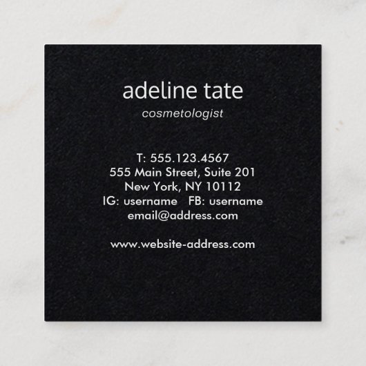 Hair Stylist Roos Gold Sequin Comb. Vierkante Visitekaartje (Achterkant)