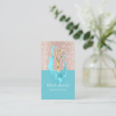 Hair Stylist Roos Gold & Turquoise Splash Scissor Visitekaartje (Staand voorkant)